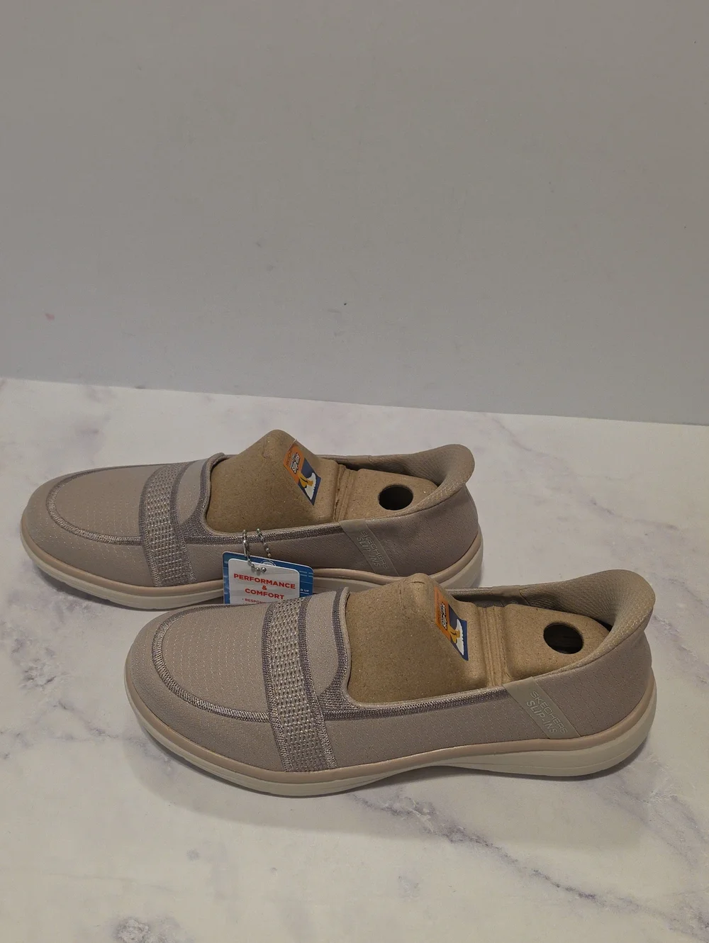 Skechers Slip-On Casual Shoes  in Taupe Air Cooled  Goga Mat Brand New